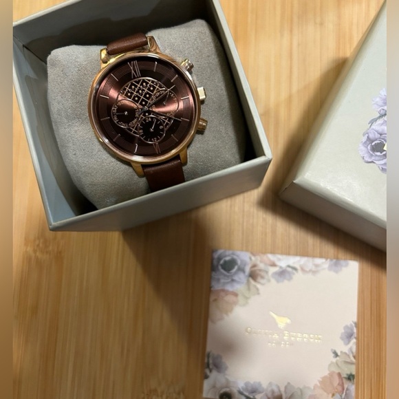 OLIVIA BURTON WATCH WITH 38mm BROWNISH ROSE  GOLD CHRONOGRAPH FACE. - Picture 7 of 9